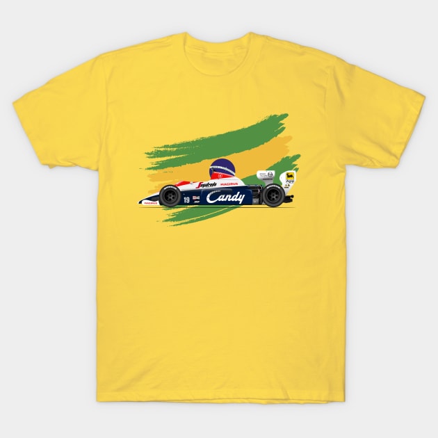 Ayrton Senna's Toleman 183 Illustration T-Shirt by Burro Wheel